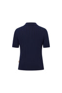 Polo Gracia azul en punto de canalé de alta elasticidad