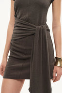 Vestige Tie Up Waist Dress in Cotton Knit
