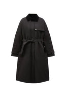 Almanarre Corduroy Paneled Quilted Trench Coat