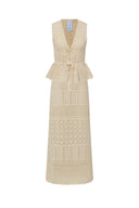 Grazia Sleeveless Ruffled Hem Top and Skirt Set in Linen Blend Knit