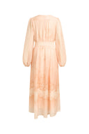 Anne Handpainted Floral Lace Dress in Silk Linen Organza