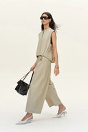 Sienna Relaxed Tailored Sleeveless Top in Cotton Blend