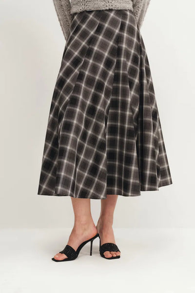 Xaviera Checkered Maxi Skirt in Fine Wool Blend – fbrq.com