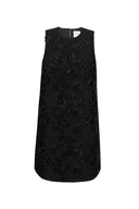 Vestido Bordado Engrave en Mezcla de Seda y Lana