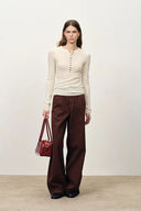 Issac Leichter Langarm-Pullover aus Merinowoll-Zopfmuster