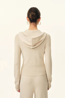 Vivi Fitted Cropped Hooded Knit Cardigan In Merino Wool Blend