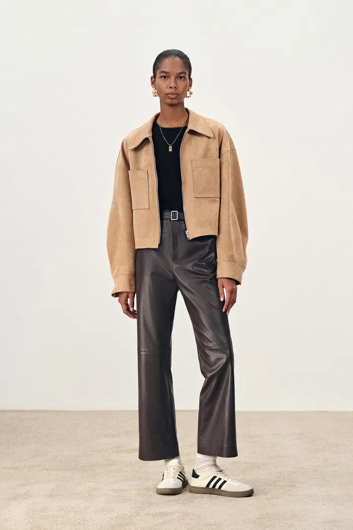 Coco Cropped Straight Pants in Faux Leather