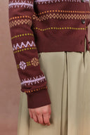 Elea Figurbetonter Moderner Handgezeichneter Fair Isle Cardigan aus Merinowolle