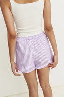 Completo Camicia e Shorts Faya Viola a Contrasto in Misto Viscosa