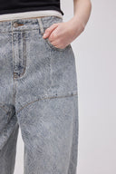 Jean patchwork texturé Eliana en denim jacquard délavé