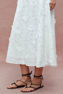 Olivia Hand Stitched Flora Applique Maxi Skirt in Cotton