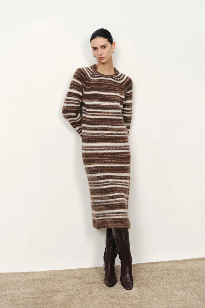 Ella Striped Wool Dress in Baby Alpaca Blend