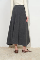 Lynn Asymmetric Ribbed Skirt in Wool Blend