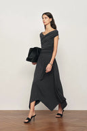 Isabella Smocked Drape Sleeveless Dress in Brushed Cotton Blend