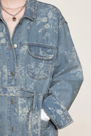 Harper Floral Safari Utility Jacket in Jacquard Denim