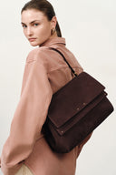 Rialto Double Flap Handbag in Top-Grain Nubuck Leather