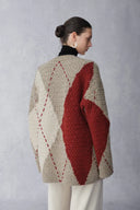 Cardigan oversize à losanges Mirna en laine mérinos