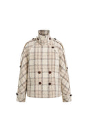 Fleur Textured Plaid Cropped Coat in Wool Blend