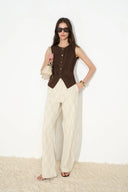 Thalia Argyle Jeans mit Fassbein aus Jacquard-Denim