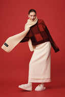 Sibton Short Checked Sweater in Baby Alpaca Knit