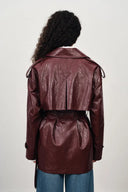 Ostro Trenchcoat-Stil Mantel aus gewachstem Kunstleder