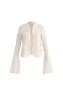 Megan Scalloped Trim Cardigan in Merino Wool Knit