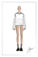 Rita Hand Painted Irregular Stripe Design Sweater in Alpaca Blend