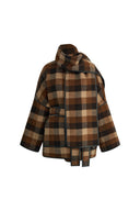 Lycoris Leather Trimmed Short Wool Coat in Merino Wool