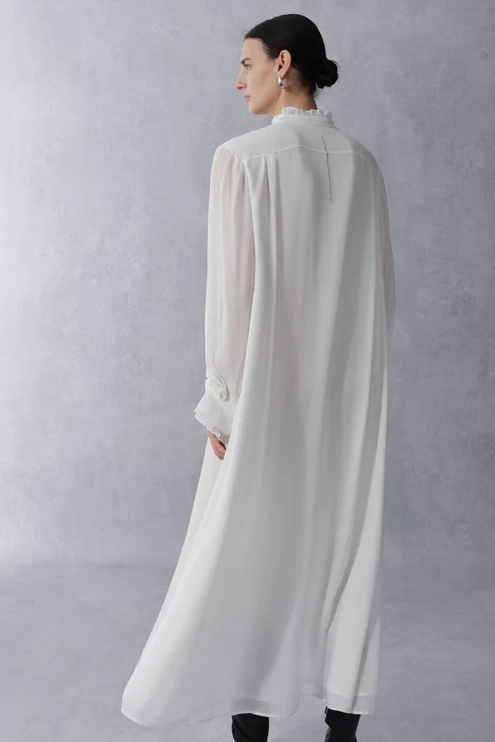 Venus Semi Sheer Victorian Inspired Maxi Shirt Dress in Silk Georgette