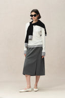 Maya White and Grey Layered Look Block Top in Tencel-Merino Tech
