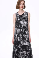 Sato Bedrucktes Kleid mit Wasserfallausschnitt aus Devoré-Seide