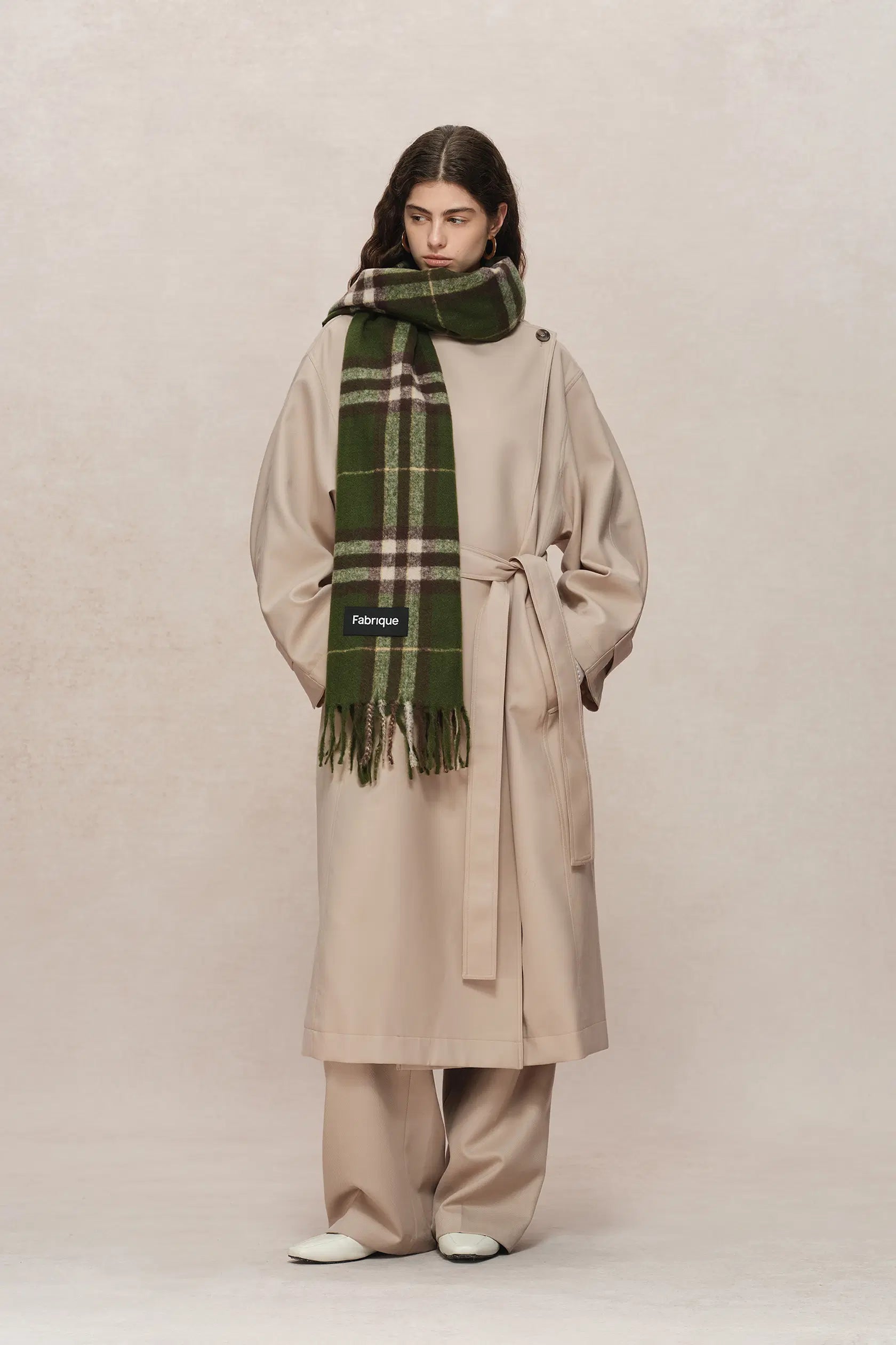 Hilda Single Button Collarless Trench Wool Fine Twill