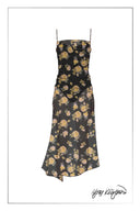 Vivian Flora Strap Dress in 22MM Mulberry Silk