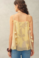 Tess handbemachtes ärmelloses Oberteil mit Blumenmuster und Chiffon-Falten