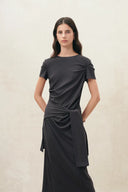 Isla Grey Ruched Tie Front T-Shirt Dress