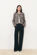 Charlotte Plaid Boxy Jacket in Wool Blend Bouclé Tweed