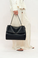 Rialto Double Flap Handbag in Calfskin Leather