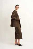 Jeanet Adjustable Tie Asymmetric Midi Skirt in Cotton Herringbone