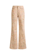 Alma Floral Flare Jeans in Micro Stretch Denim