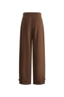 Lydia Buckle Curved Trousers in Cotton Twill