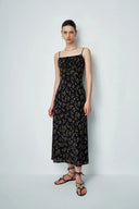 Robe Slip Nora Florale en Crêpe de Soie Mûrier