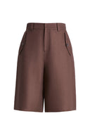 Victoria Bermuda-Shorts aus Leinen Fischgrätmuster
