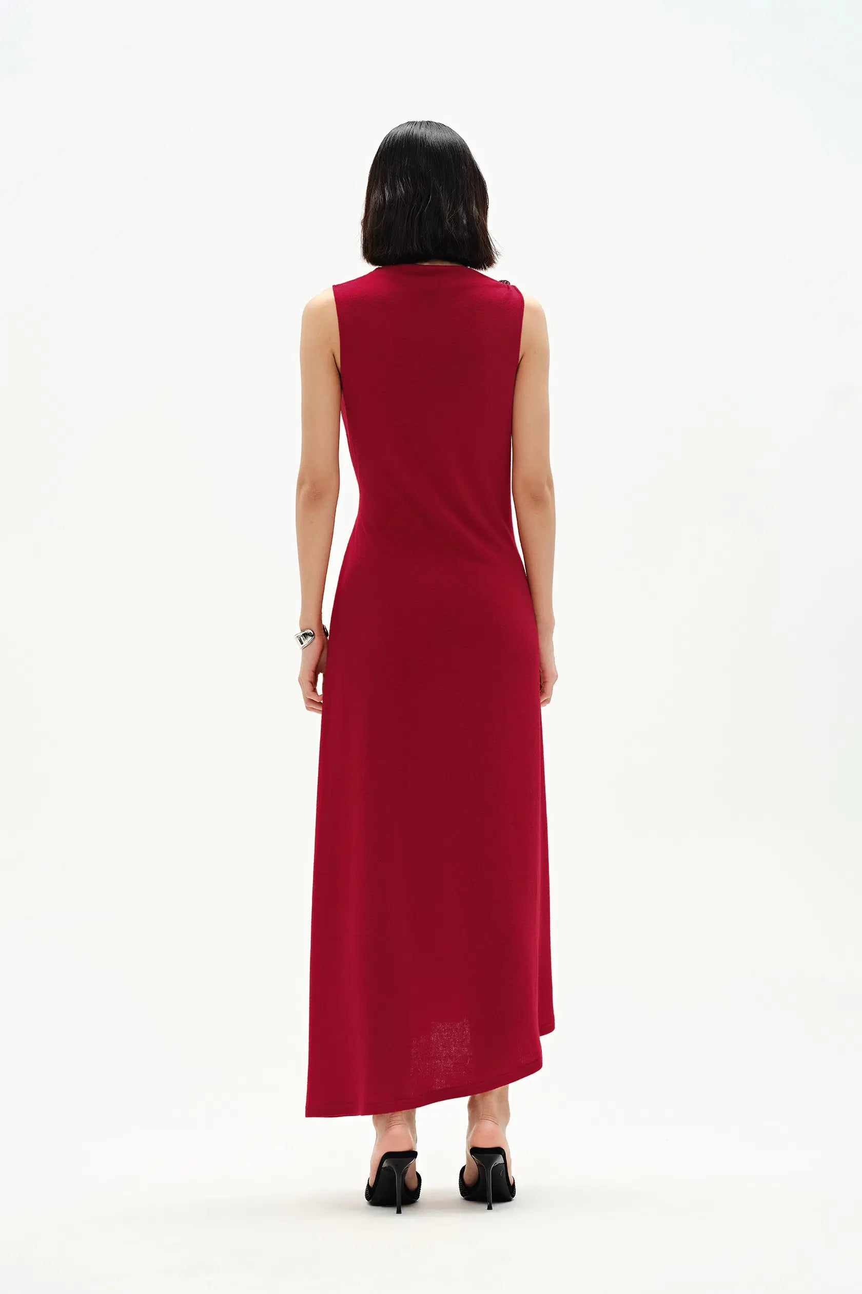 Kiki Asymmetric Knotted Sleeveless Dress in Premium Stretch Knit XS/P