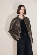 Chaqueta biker corta Lizzie en cuero sintético