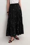 Emily Hand Beaded Sequin Embroidered Maxi Skirt in Beaded Wool Blend
