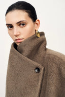 Lumi Mocha Wrap Coat in Alpaca Wool Blend
