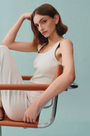 Hera Wide Sleeveless Strap Dress in Stretch Yarn Knit