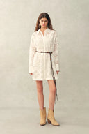Eliana Cutwork Embroidery Longline Cover Up Long Sleeves Shirt in 100% Cotton with Lace