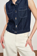 Completo Top Gilet e Gonne Coordinati Sloane in Denim Tencel in Denim Leggero di Cotone