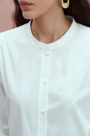 Jolanda Flora Openwork Embroidery Hem Shirt in Premium Cotton